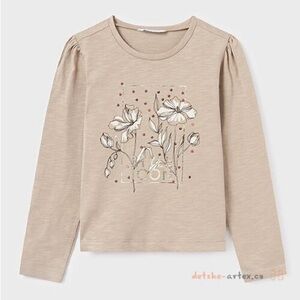 Mayoral Tan Floral Long Sleeve Tee
